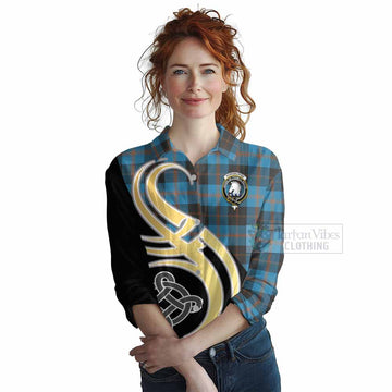 Horsburgh Tartan Women's Casual Shirt with Family Crest and Celtic Symbol Style Female - Tartan Vibes Clothing