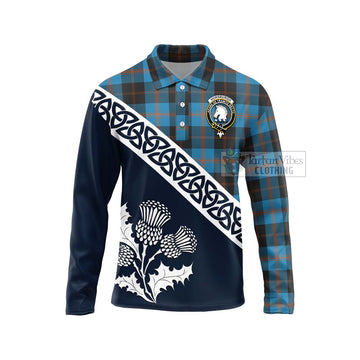 Horsburgh Tartan Long Sleeve Polo Shirt Featuring Thistle and Scotland Map Unisex - Tartan Vibes Clothing