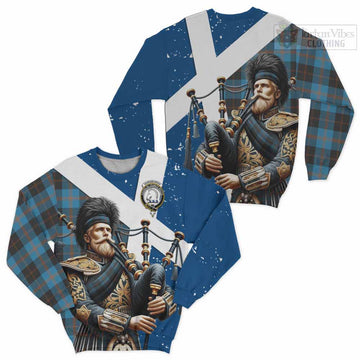 Horsburgh Tartan Sweatshirt with Family Crest Scottish Bagpiper Vibes Unisex - Tartan Vibes Clothing