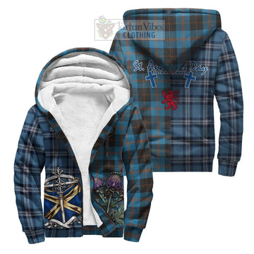 Horsburgh Tartan Sherpa Hoodie Happy St. Andrew's Day Half Tartan Style Unisex S - Tartan Vibes Clothing