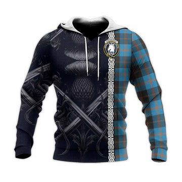 Horsburgh Tartan Knitted Hoodie with Family Crest Cross Sword Thistle Celtic Vibes Unisex Knitted Pullover Hoodie - Tartan Vibes Clothing