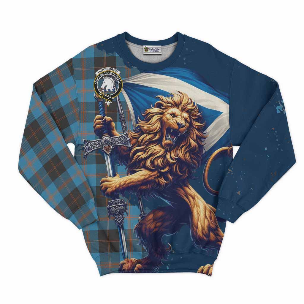 Horsburgh Tartan Family Crest Sweatshirt with Scottish Majestic Lion Unisex - Tartan Vibes Clothing