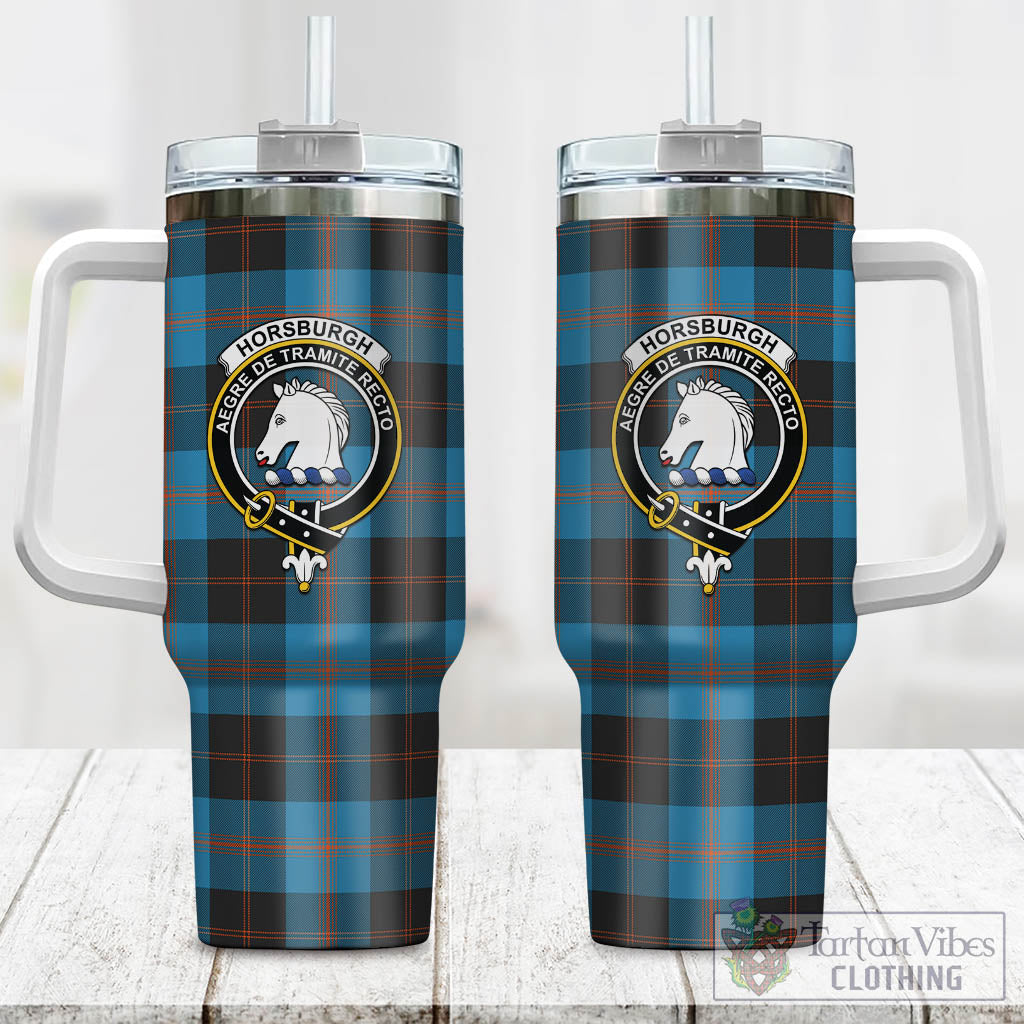Horsburgh Tartan Tumbler with Handle with Family Crest One Size 40 OZ - Tartan Vibes Clothing