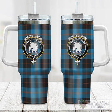 Horsburgh Tartan Tumbler with Handle with Family Crest One Size 40 OZ - Tartan Vibes Clothing