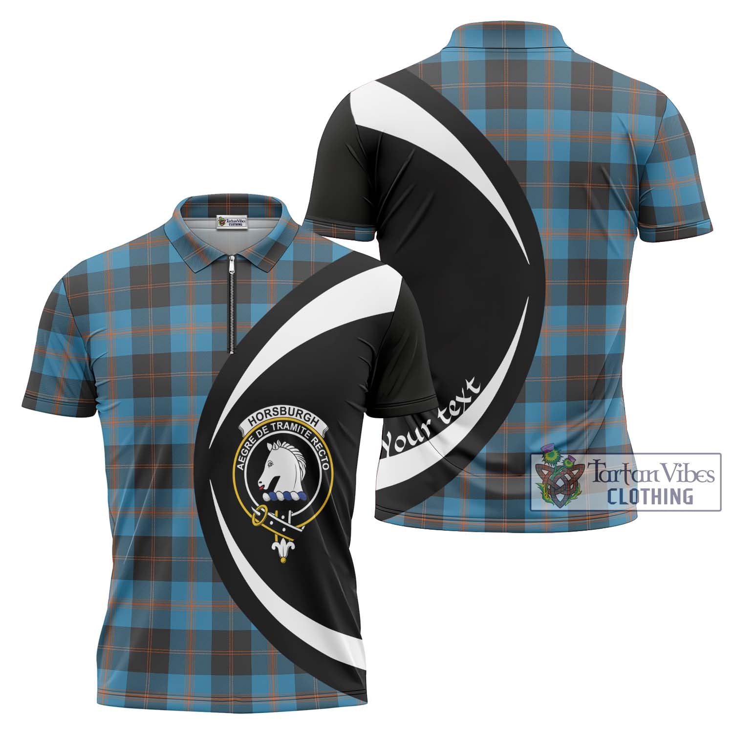 Horsburgh Tartan Zipper Polo Shirt with Family Crest Circle Style Unisex - Tartan Vibes Clothing