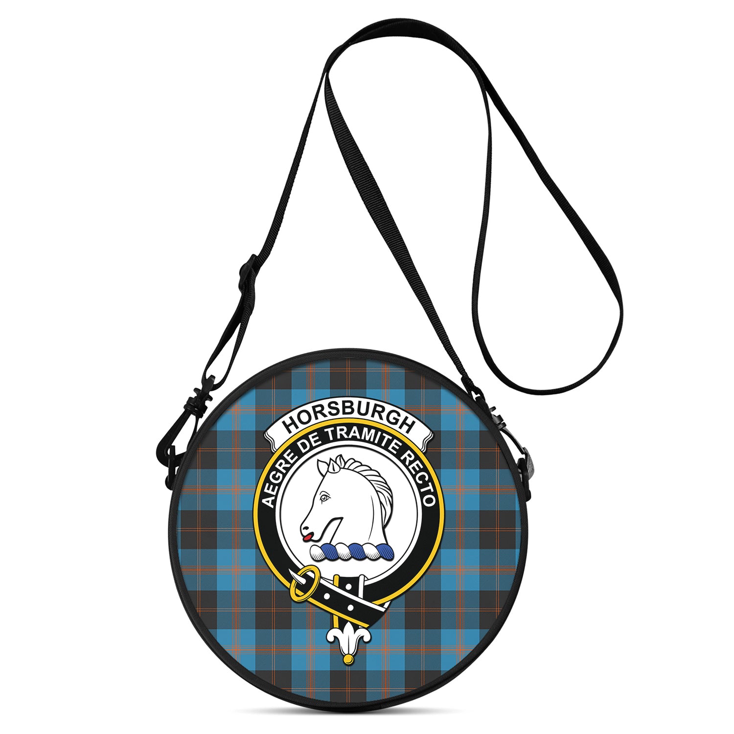 Horsburgh Tartan Round Satchel Bags with Family Crest One Size 9*9*2.7 inch - Tartan Vibes Clothing