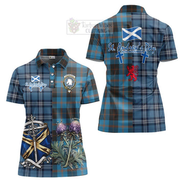 Horsburgh Tartan Women's Polo Shirt Happy St. Andrew's Day Half Tartan Style