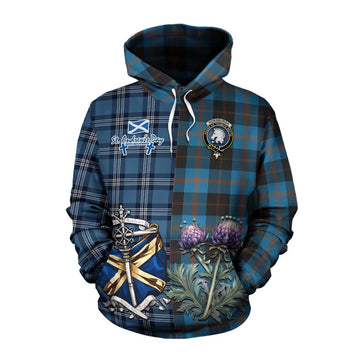 Horsburgh Tartan Cotton Hoodie Happy St. Andrew's Day Half Tartan Style Pullover Hoodie XS - Tartan Vibes Clothing