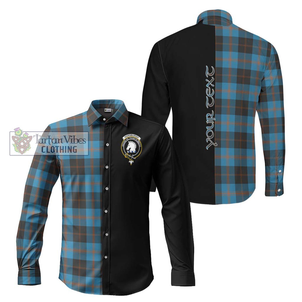 Horsburgh Tartan Long Sleeve Button Shirt with Family Crest and Half Of Me Style Men's Shirt S - Tartanvibesclothing Shop