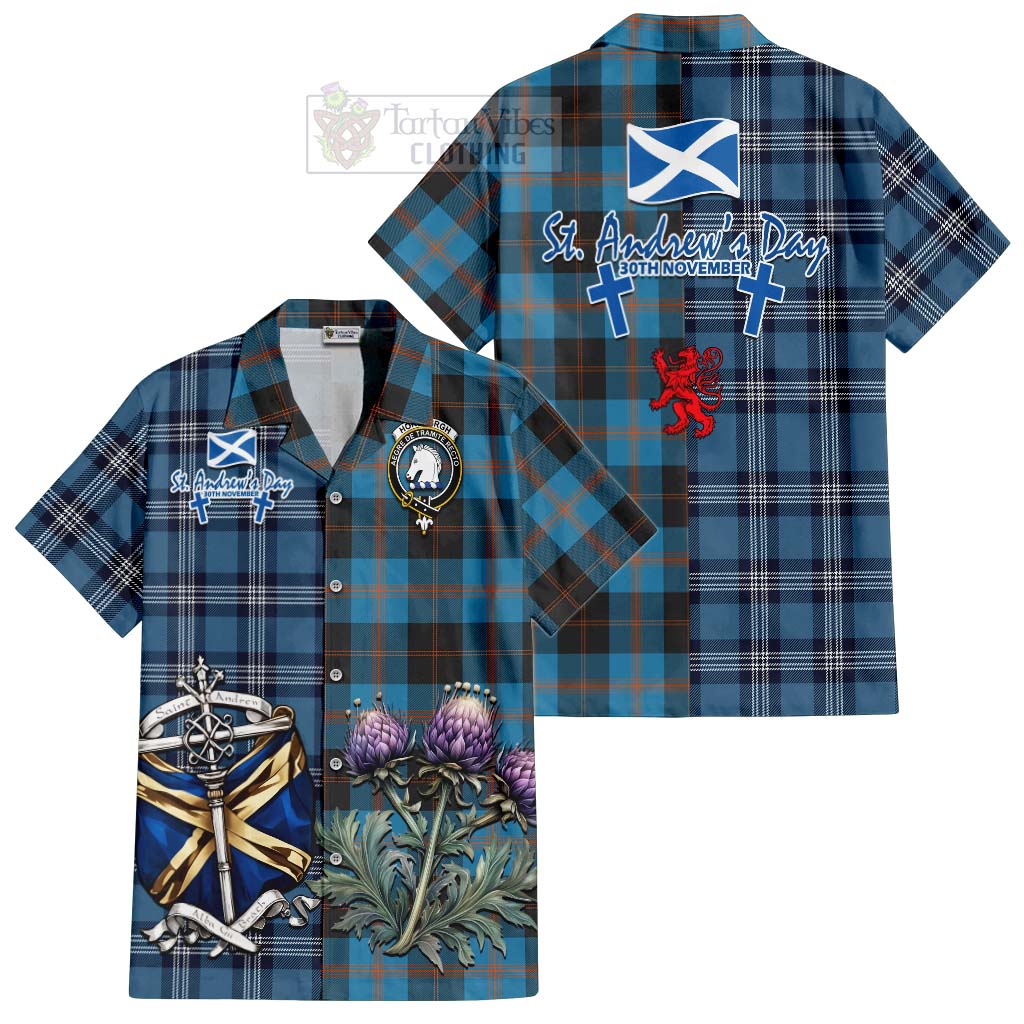 Horsburgh Tartan Hawaiian Shirt Happy St. Andrew's Day Half Tartan Style Kid - Tartan Vibes Clothing
