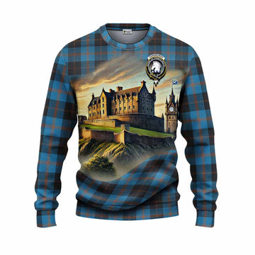 Horsburgh Tartan Family Crest Knitted Sweater with Scottish Ancient Castle Style Unisex - Tartan Vibes Clothing