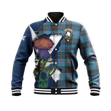 Tartan Vibes Clothing Horsburgh Tartan Family Crest Baseball Jacket Scottish Thistle Celtic Inspired