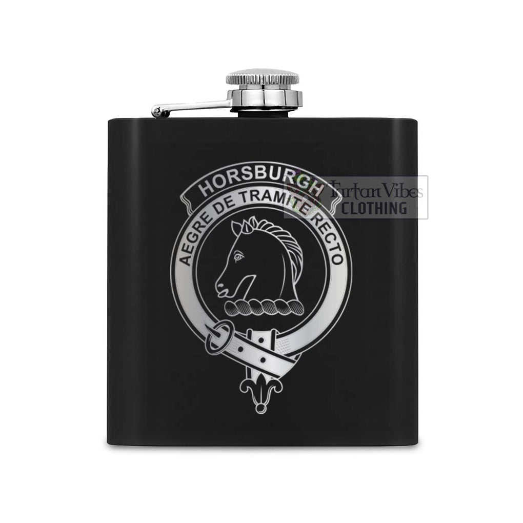 Horsburgh Crest Hip Flask Set 7oz Black Stainless Steel with A Gift Box One Size 7oz - 2D-tartanvibesclothing