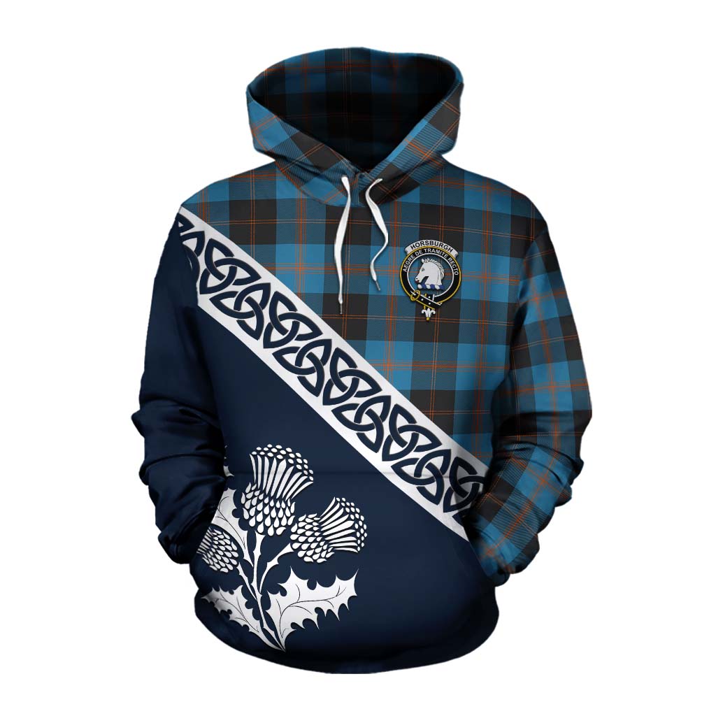 Horsburgh Tartan Cotton Hoodie Featuring Thistle and Scotland Map Pullover Hoodie XS - Tartan Vibes Clothing