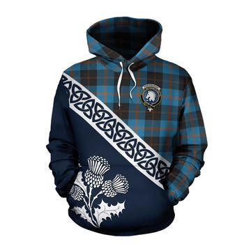 Horsburgh Tartan Cotton Hoodie Featuring Thistle and Scotland Map Pullover Hoodie XS - Tartan Vibes Clothing