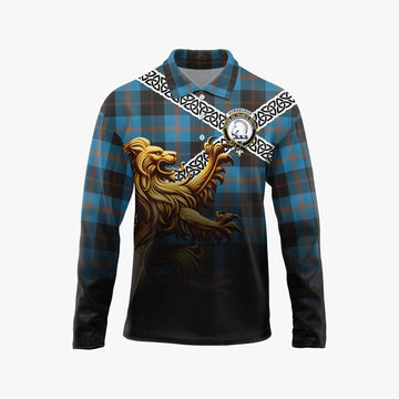 Horsburgh Crest Tartan Long Sleeve Polo Shirt with Golden Lion Emblem Celtic Style Unisex - Tartan Vibes Clothing