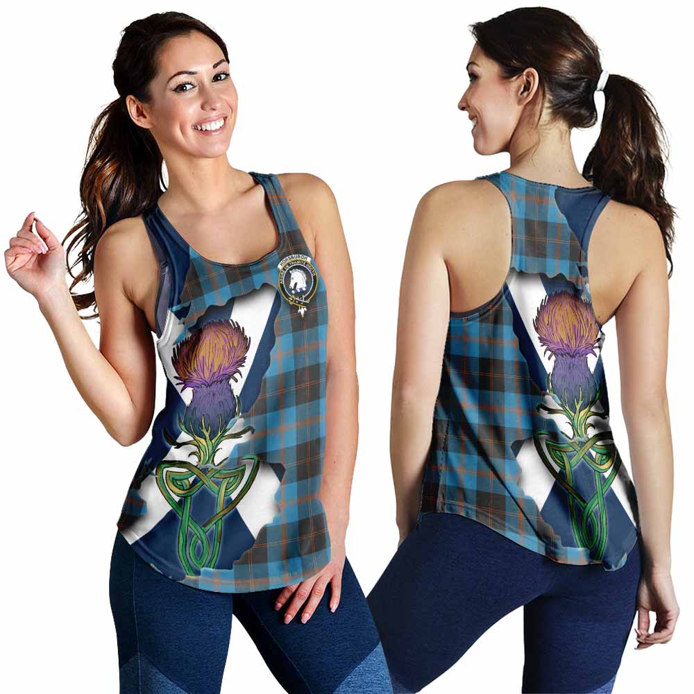 Tartan Vibes Clothing Horsburgh Tartan Family Crest Women's Racerback Tanks Scottish Thistle Celtic Inspired