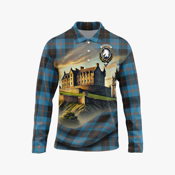 Horsburgh Tartan Family Crest Long Sleeve Polo Shirt with Scottish Ancient Castle Style Unisex - Tartan Vibes Clothing