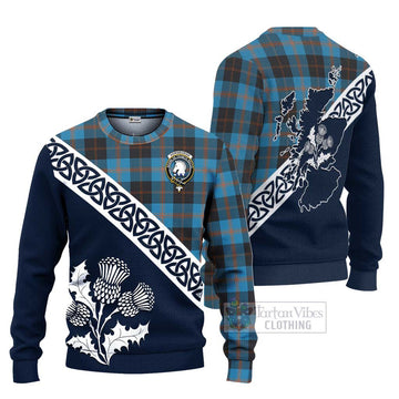Horsburgh Tartan Ugly Sweater Featuring Thistle and Scotland Map Unisex - Tartan Vibes Clothing