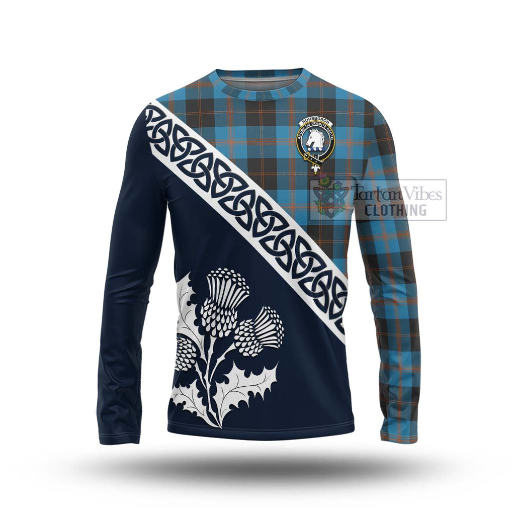 Horsburgh Tartan Long Sleeve T-Shirt Featuring Thistle and Scotland Map Unisex - Tartan Vibes Clothing