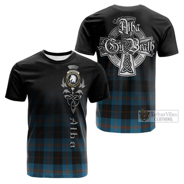 Tartan Vibes Clothing Horsburgh Tartan Cotton T-shirt Featuring Alba Gu Brath Family Crest Celtic Inspired