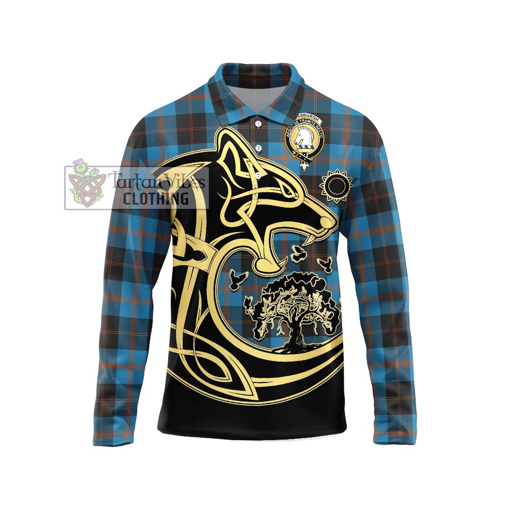 Horsburgh Tartan Long Sleeve Polo Shirt with Family Crest Celtic Wolf Style Unisex - Tartan Vibes Clothing