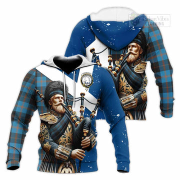 Horsburgh Tartan Knitted Hoodie with Family Crest Scottish Bagpiper Vibes Unisex Knitted Pullover Hoodie - Tartan Vibes Clothing