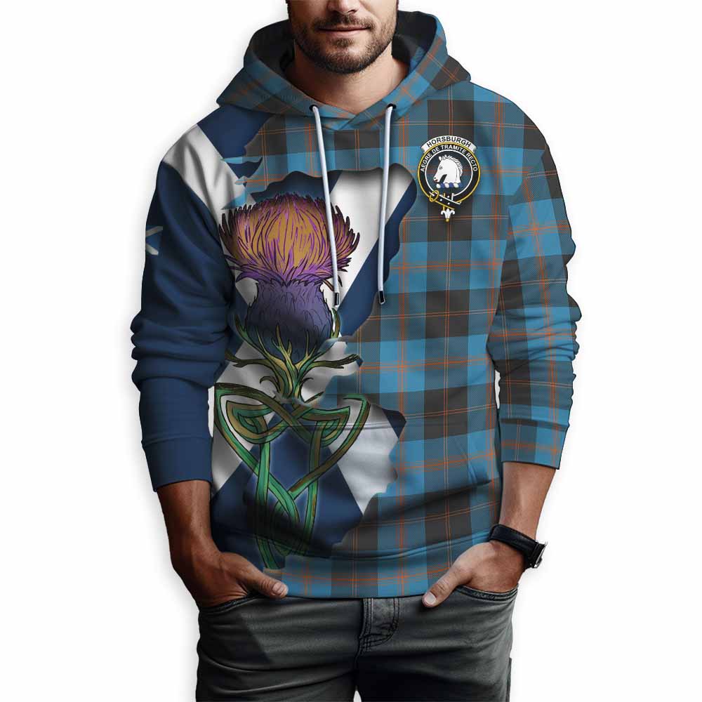 Tartan Vibes Clothing Horsburgh Tartan Family Crest Hoodie Scottish Thistle Celtic Inspired
