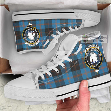 Horsburgh Tartan High Top Shoes with Family Crest Kid High Top - White Sole - Tartan Vibes Clothing