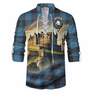 Horsburgh Tartan Family Crest Ghillie Kilt Shirt with Scottish Ancient Castle Style Men - Tartan Vibes Clothing