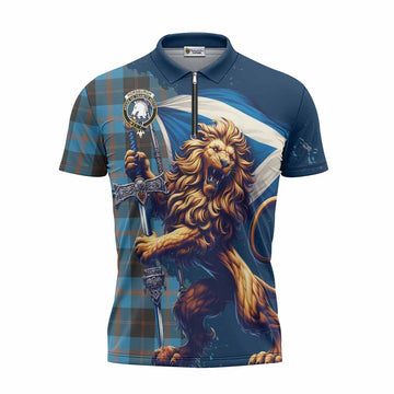 Horsburgh Tartan Family Crest Zipper Polo Shirt with Scottish Majestic Lion Unisex - Tartan Vibes Clothing