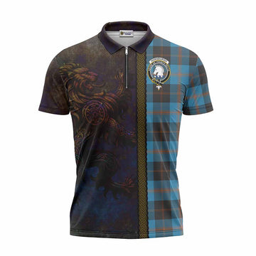 Horsburgh Tartan Family Crest Zipper Polo Shirt Alba Gu Brath Be Brave Lion Ancient Style Unisex - Tartan Vibes Clothing