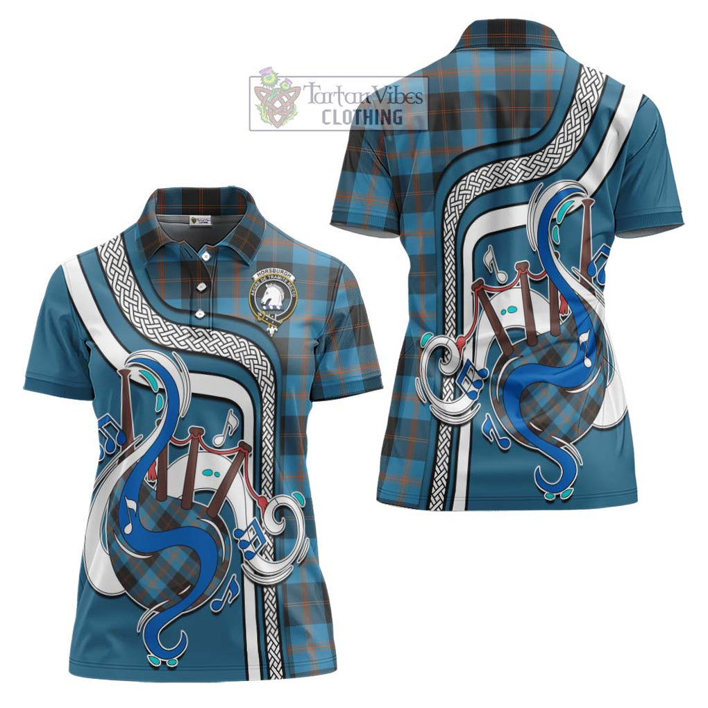 Horsburgh Tartan Women's Polo Shirt with Epic Bagpipe Style Women - Tartanvibesclothing Shop