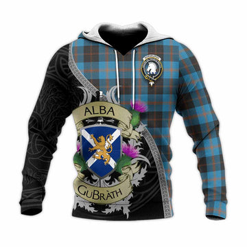 Horsburgh Tartan Family Crest Knitted Hoodie Lion Rampant Royal Thistle Shield Celtic Inspired Unisex Knitted Pullover Hoodie - Tartan Vibes Clothing