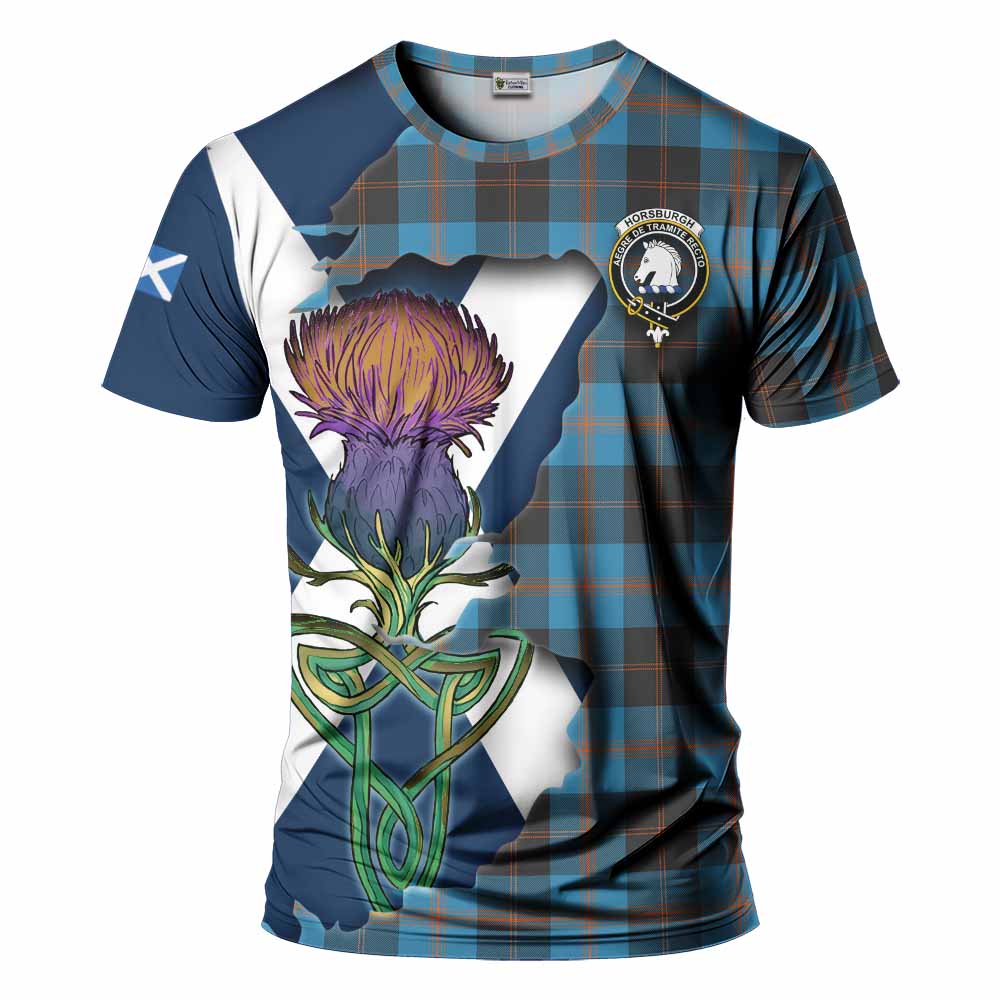 Tartan Vibes Clothing Horsburgh Tartan Family Crest T-Shirt Scottish Thistle Celtic Inspired