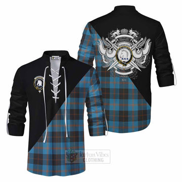 Horsburgh Tartan Ghillie Kilt Shirt with Family Crest and Military Logo Style Men - Tartan Vibes Clothing