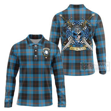 Horsburgh Tartan Long Sleeve Polo Shirt with Family Crest Celtic Skull Style Unisex - Tartan Vibes Clothing
