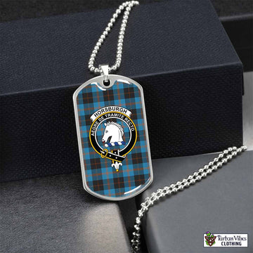Tartan Vibes Clothing Horsburgh Tartan Dog Tag Necklace with Family Crest