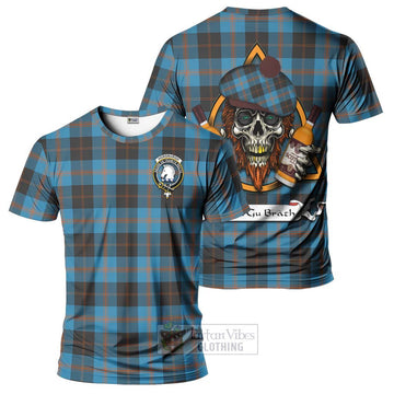 Horsburgh Tartan T-Shirt with Family Crest and Bearded Skull Holding Bottles of Whiskey Kid's Shirt - Tartan Vibes Clothing