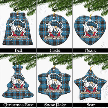 Horsburgh Tartan Christmas Ceramic Ornaments with Scottish Gnome Playing Bagpipes Ceramic - Tartan Vibes Clothing