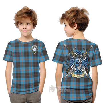 Horsburgh Tartan Kid T-Shirt with Family Crest Celtic Skull Style Youth XL Size14 - Tartan Vibes Clothing