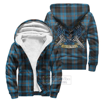 Horsburgh Tartan Sherpa Hoodie with Family Crest Celtic Skull Style Unisex S - Tartan Vibes Clothing
