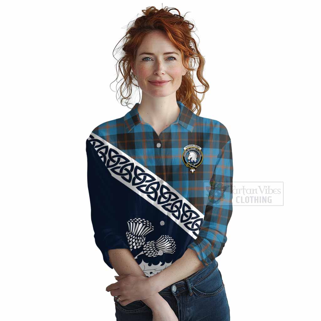 Horsburgh Tartan Women's Casual Shirt Featuring Thistle and Scotland Map Female - Tartan Vibes Clothing