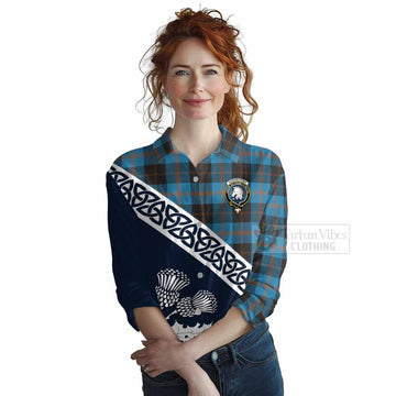 Horsburgh Tartan Women's Casual Shirt Featuring Thistle and Scotland Map Female - Tartan Vibes Clothing