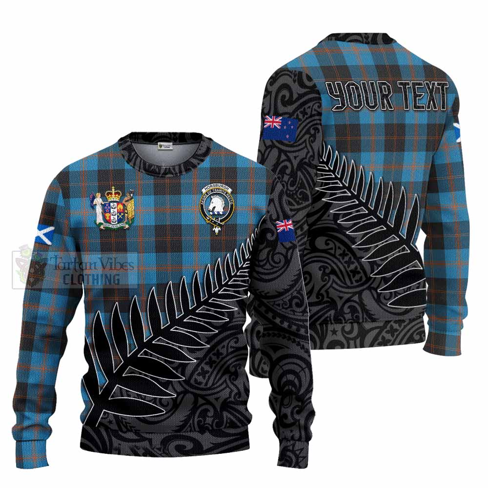 Horsburgh Crest Tartan Knitted Sweater with New Zealand Silver Fern Half Style Unisex - Tartan Vibes Clothing