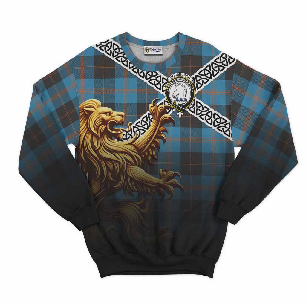 Horsburgh Crest Tartan Sweatshirt with Golden Lion Emblem Celtic Style Unisex - Tartan Vibes Clothing