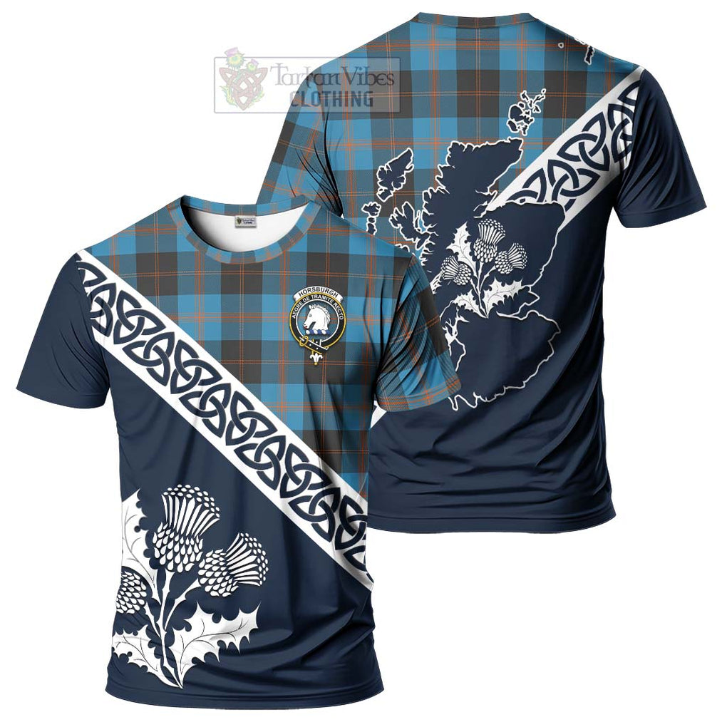 Horsburgh Tartan T-Shirt Featuring Thistle and Scotland Map Kid's Shirt - Tartanvibesclothing Store