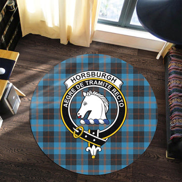 Horsburgh Tartan Round Rug with Family Crest Premium Round Rug - Tartan Vibes Clothing