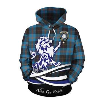 Horsburgh Tartan Cotton Hoodie with Alba Gu Brath Regal Lion Emblem Pullover Hoodie XS - Tartan Vibes Clothing