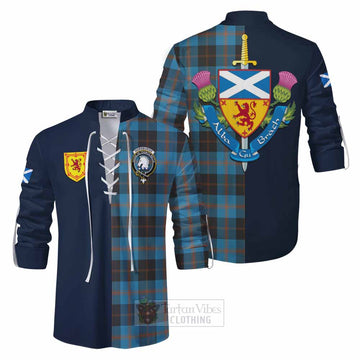 Horsburgh Tartan Ghillie Kilt Shirt Alba with Scottish Lion Royal Arm Half Style Men - Tartan Vibes Clothing